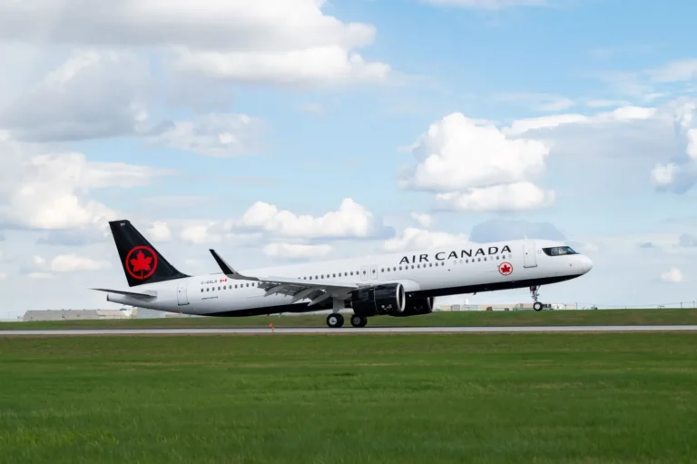 Air Canada Airbus A321XLR aircraft taking off during its first scheduled service flight