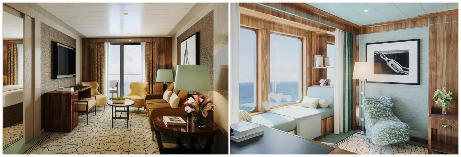 Atlas Adventurer’s Inaugural Season 2028-29 Introduces First-Ever Asia And Africa Expeditions 3 Atlas Adventurer Penthouse Suite living areas with ocean views, warm wood panelling and elegant furnishings
