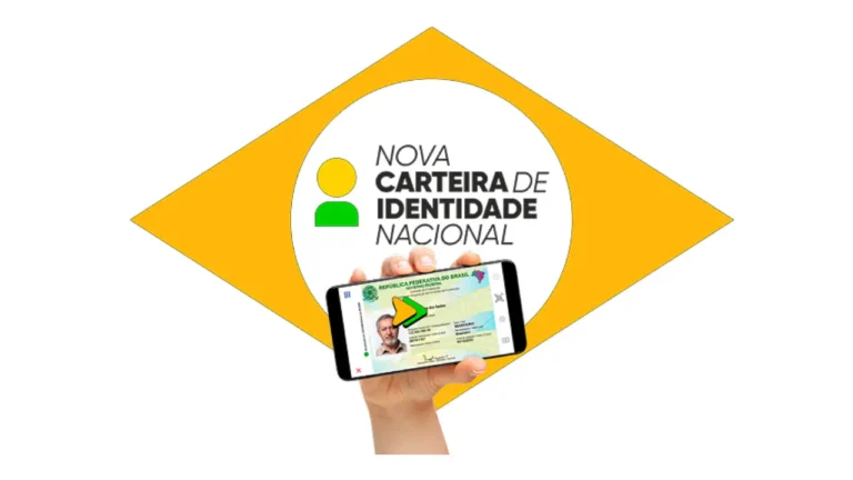 Tours 27 Brazil's new National Identity Card (CIN) displayed on a smartphone screen against a Brazilian flag background