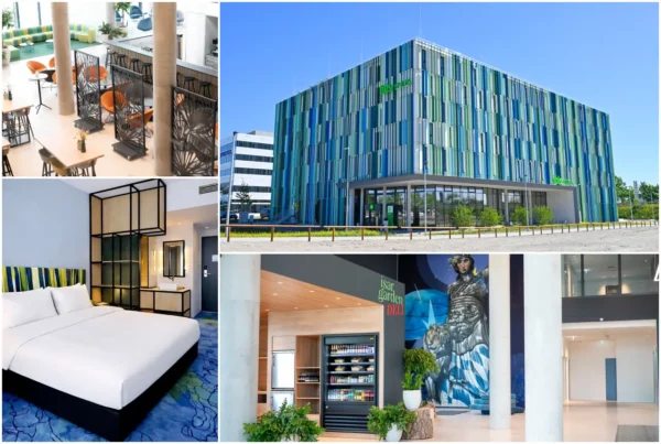 ibis Styles Munich Airport hotel interior and exterior collage