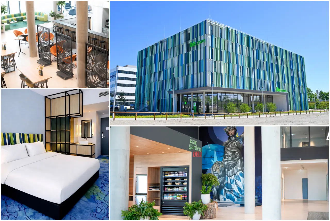 ibis Styles Munich Airport hotel interior and exterior collage
