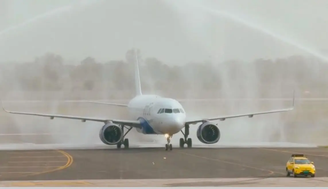 India’s Newest Airport Noida International Officially Opens, Intends To Relieve Pressure On Delhi’s Indira Gandhi International 4 IndiGo aircraft receives water cannon salute on first landing at Noida International Airport