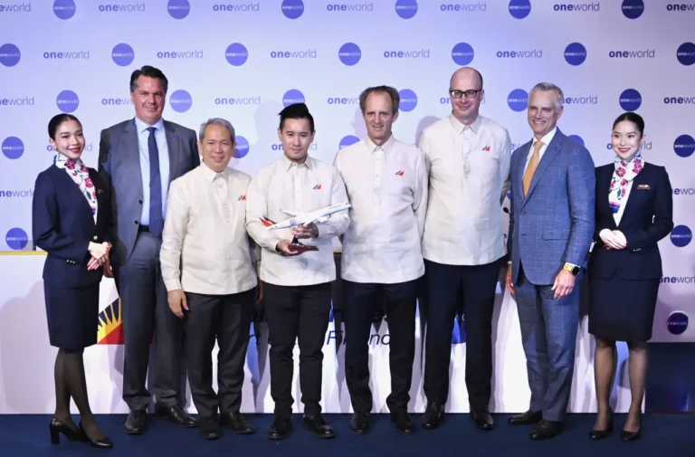 Philippine Airlines and oneworld executives pose during alliance signing ceremony in Rio de Janeiro