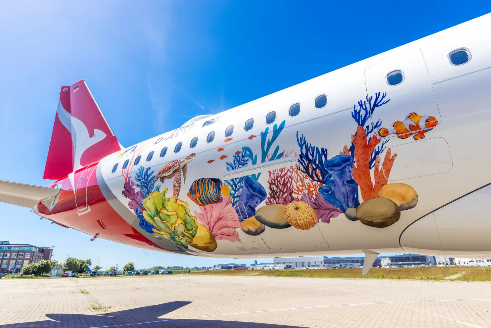 Great Barrier Reef Livery Unveiled On Qantas’s Newest A321Xlr 6 Qantas A321XLR Coral Sea aircraft featuring a colourful Great Barrier Reef livery with sea turtles, clownfish and coral