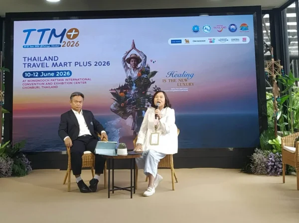 Home 4 TAT officials at TTM+ 2026 press briefing in Chonburi, Thailand
