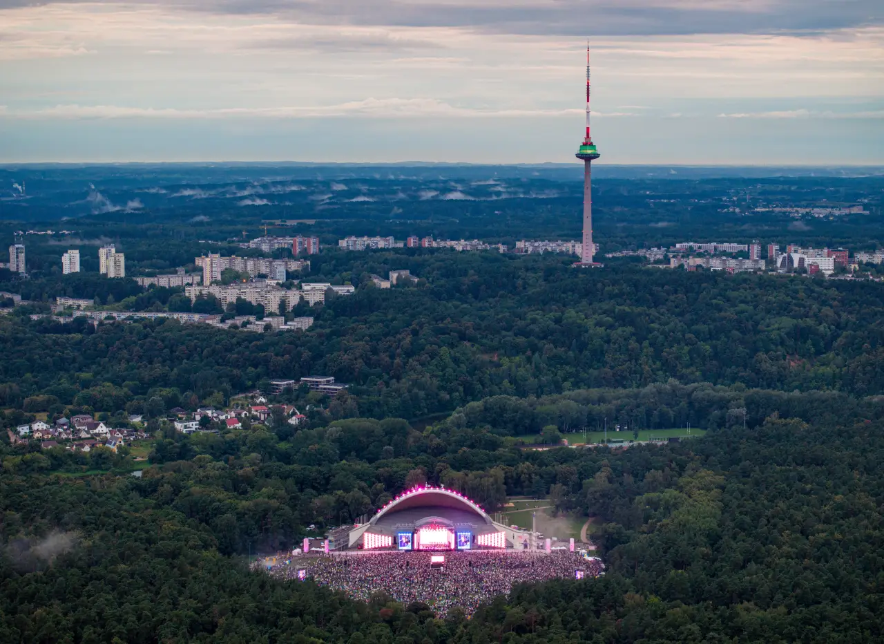 Vilnius Reopens Its Rotating Restaurant 165 Metres Above The City 3 GoVilnius Vingis Park TV Tower Drone DomantasKancleris