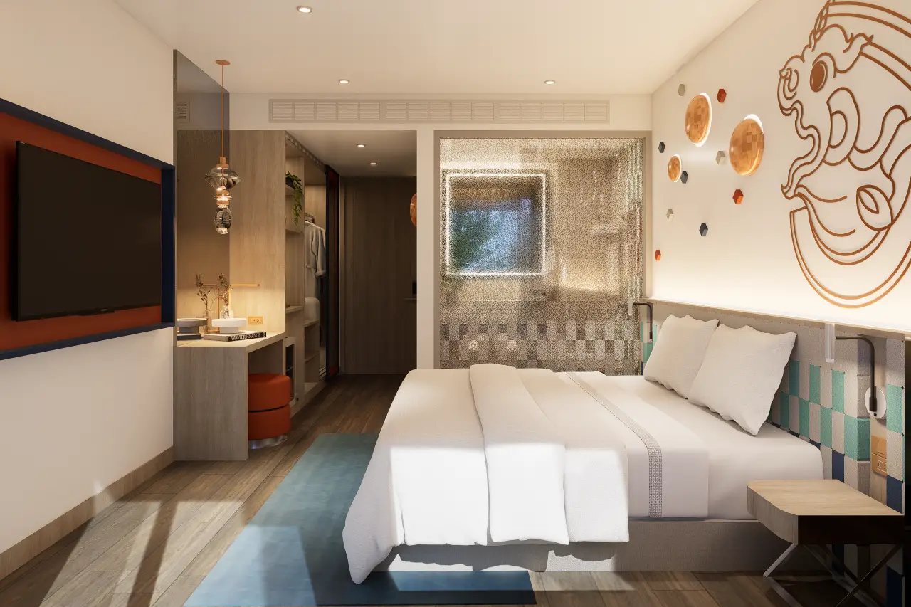 Holiday Inn Express Krabi Ao Nang To Open By The End Of 2026 8 Modern guest room at Holiday Inn Express Krabi Ao Nang featuring a king bed, workspace and contemporary Thai-inspired decor.