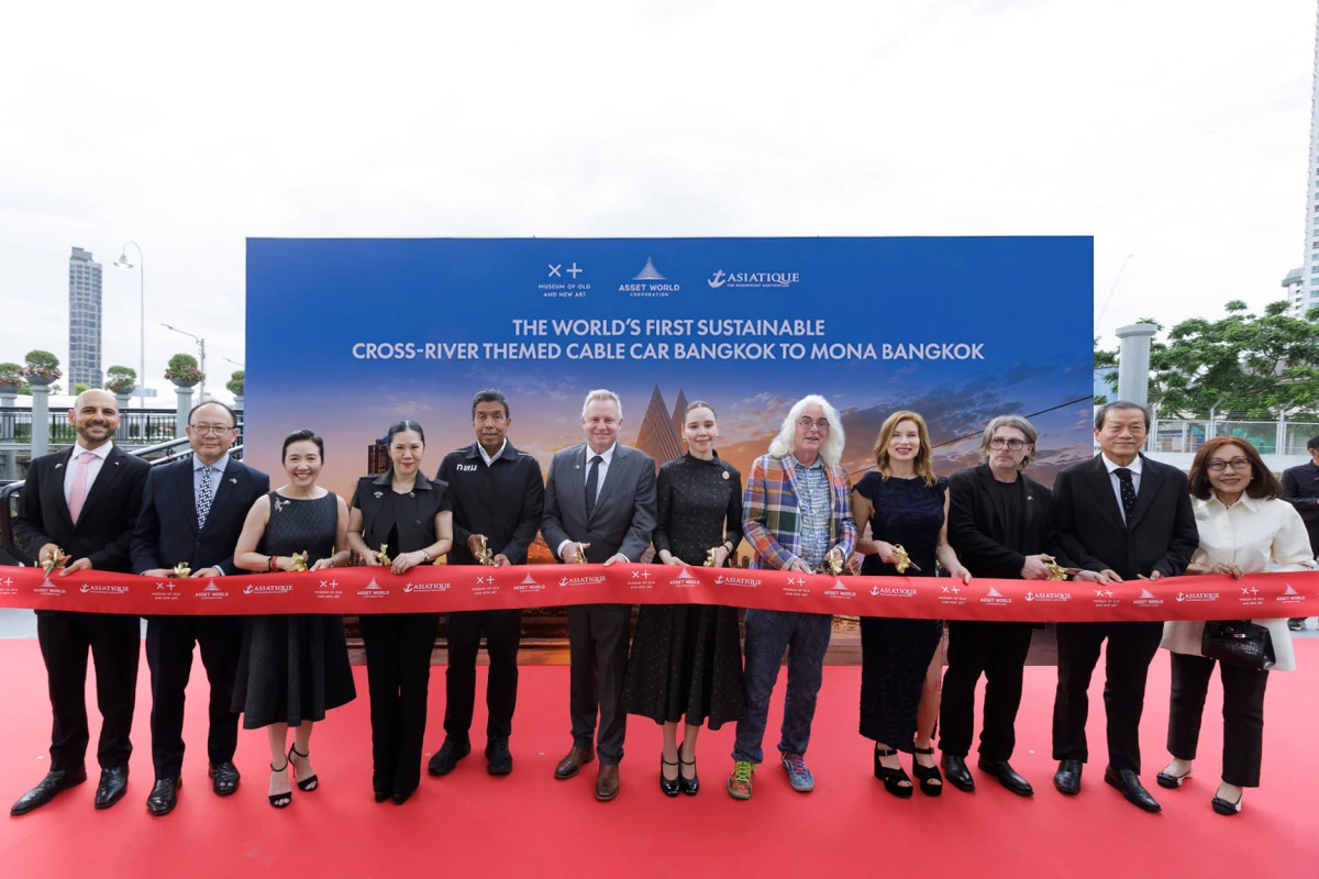 Bangkok To Feature The World’s First Sustainable Cross-River Themed Cable Car And Mona Bangkok Museum 3 Officials and project partners attend the ribbon-cutting ceremony announcing Bangkok's sustainable cable car and MONA museum.
