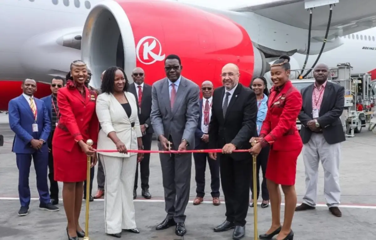 Kenya Airways Deploys Boeing 777-300Er Aircraft On London Route 3 Kenya Airways officials and government representatives celebrate the return of the Boeing 777-300ER with a ribbon-cutting ceremony at Nairobi airport.