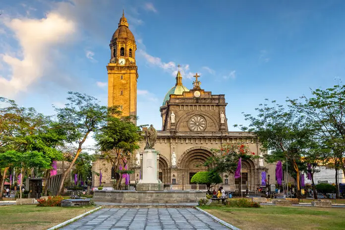 Manila Cathedral and Plaza Roma in Intramuros, one of the Philippines' most historic landmarks.