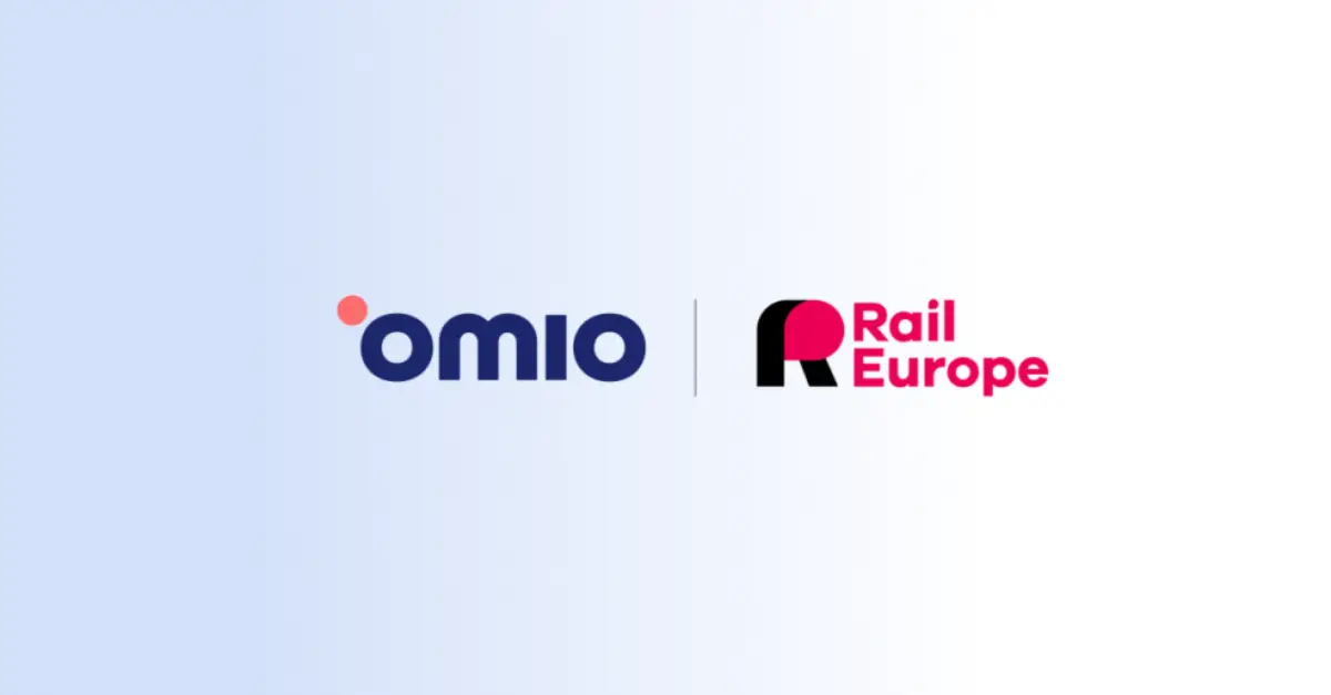 Omio To Buy Rail Europe 4 Side-by-side logos of Omio Group and Rail Europe representing the companies' planned acquisition deal
