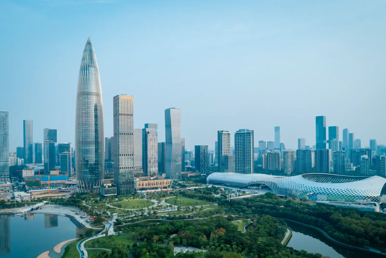 The World’s Top 10 Best Skylines: 6 Of Them Are In China 1 Aerial view of Shenzhen’s modern skyline and urban park in China